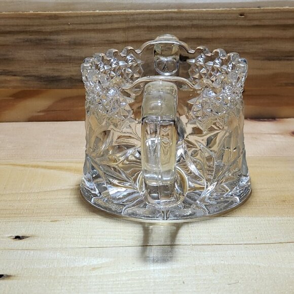 Vintage Jenkins Dahlia Clear Cut Glass Sugar Bowl Starburst Handles - Picture 4 of 8